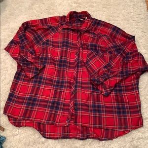 Woman’s Oversized 3/4 sleeve flannel shirt